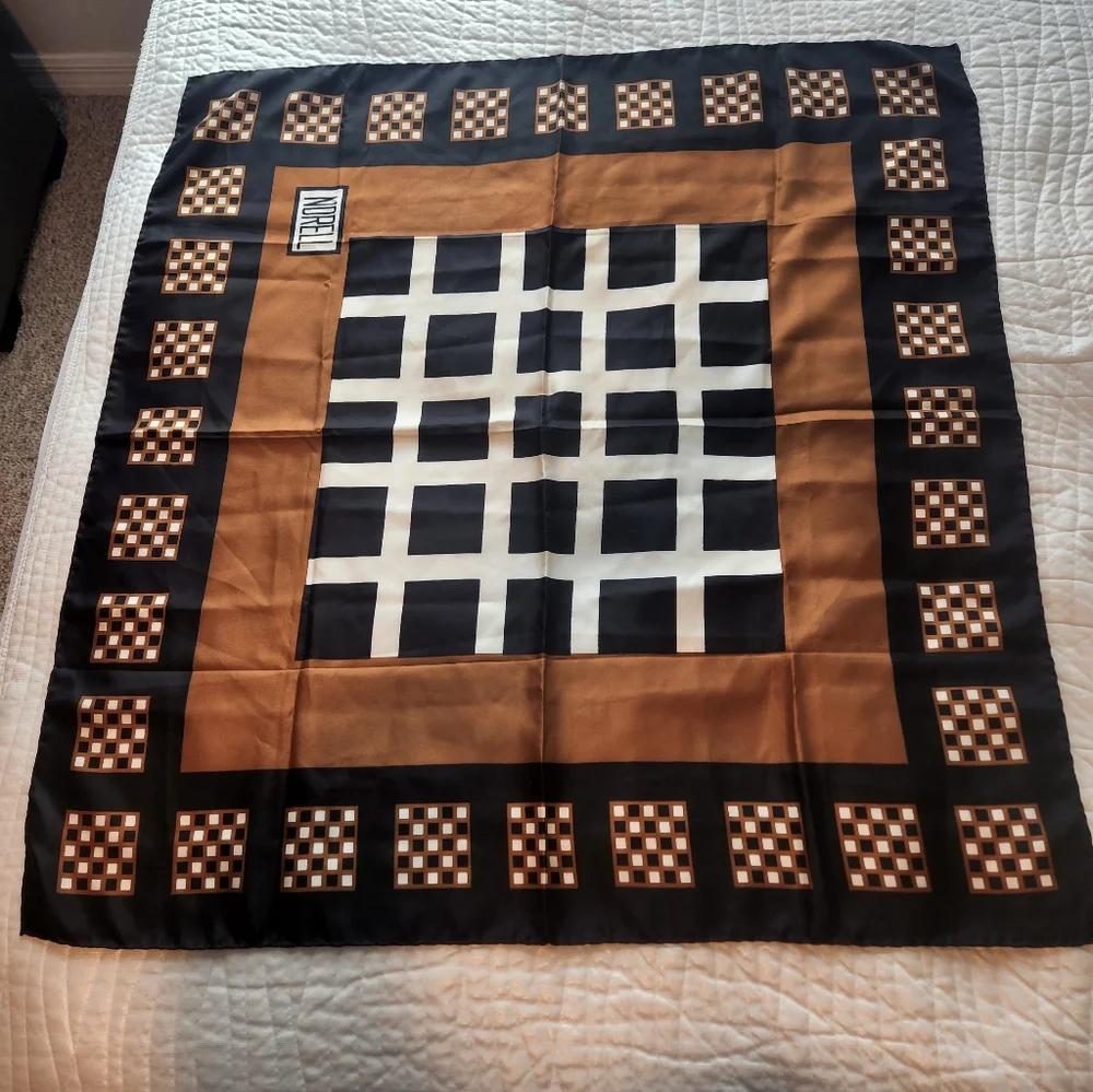 Elegant Black and Brown Checkered Scarf